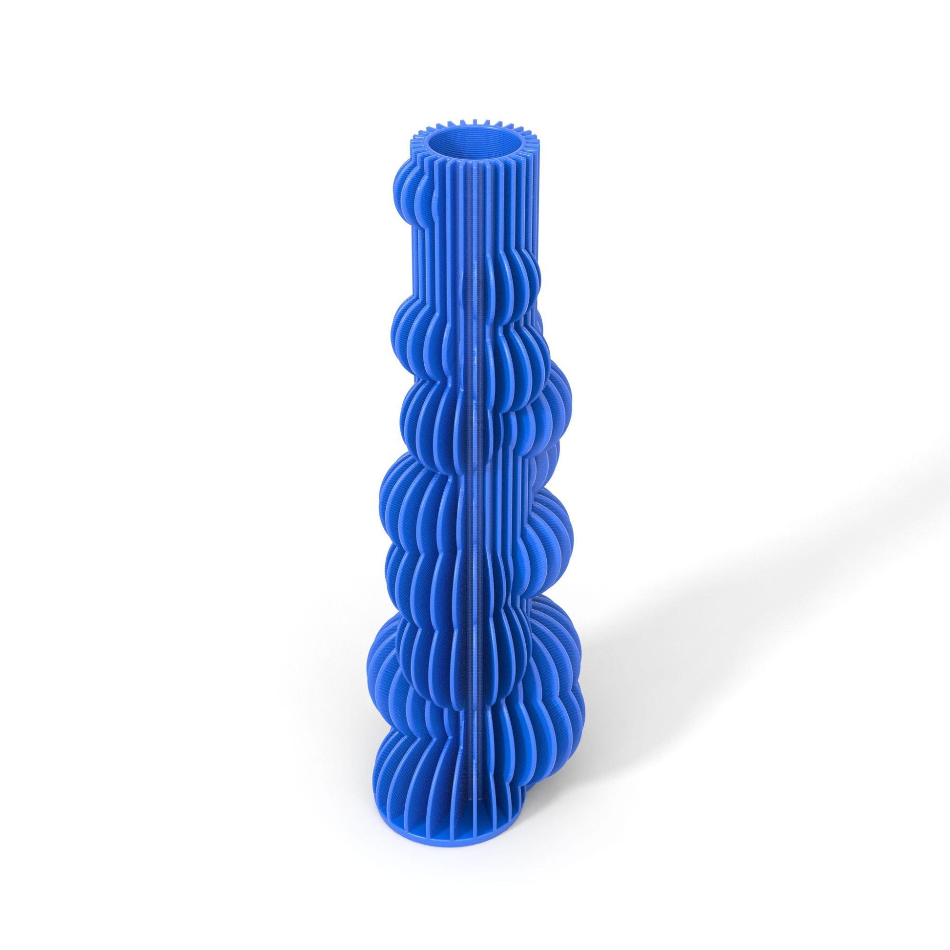 BUBBLE, 3D printed vase, Nobble blue color, Perspective view