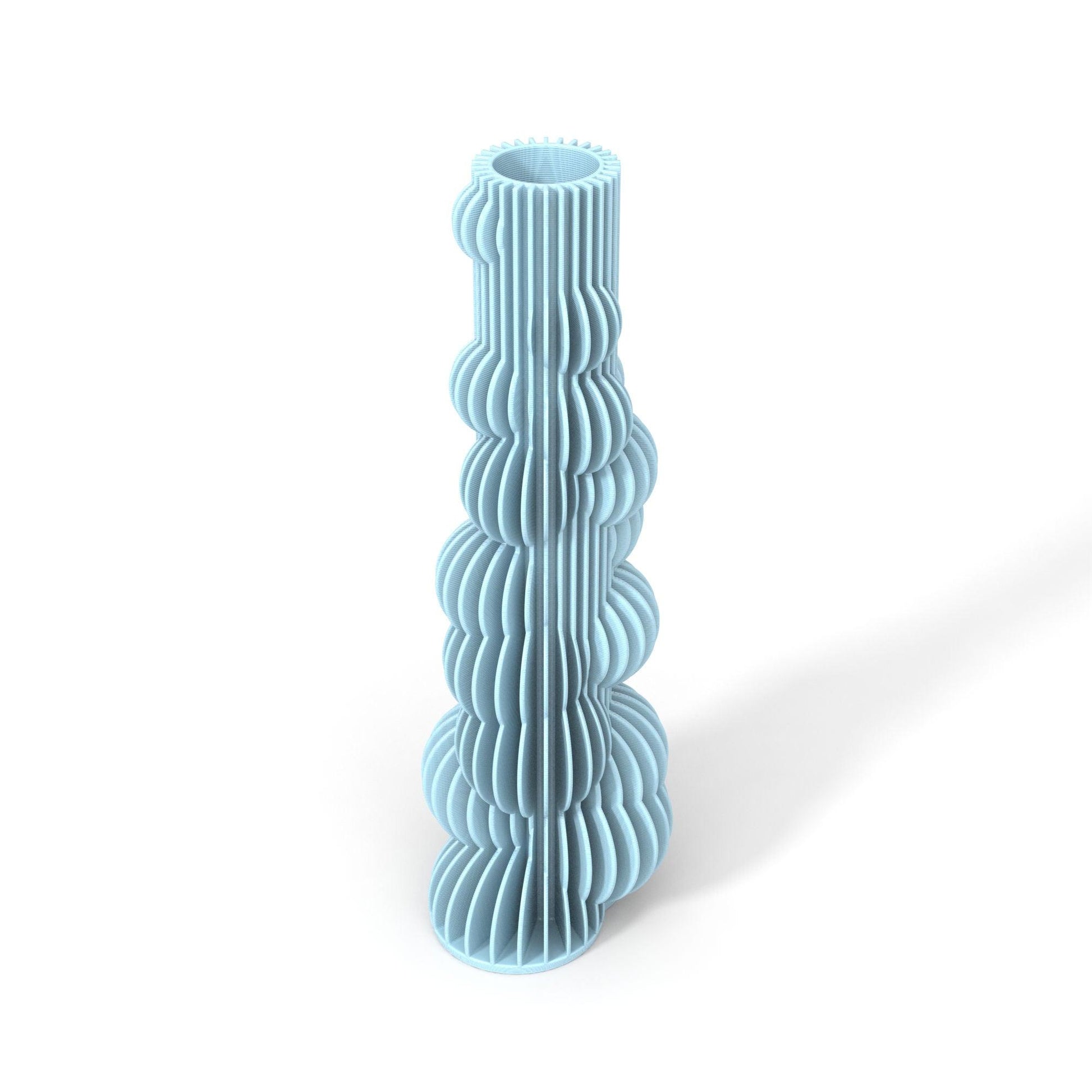 BUBBLE, 3D printed vase, Light blue color, Perspective view