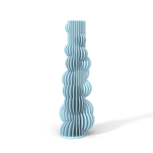 BUBBLE, 3D printed vase, Light blue color, Front view